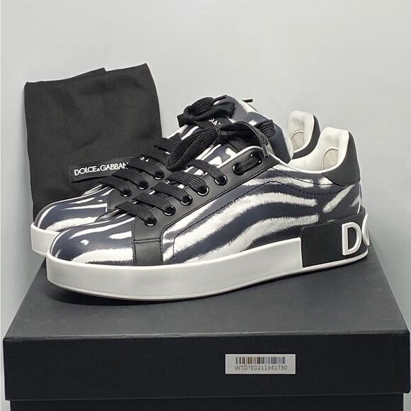 DOLCE&GABBANA Portofino Zebra-Print Sneakers size 37 - Picture 9 of 11
